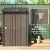 CASETTA DA GIARDINO PORTA ATTREZZI IN ACCIAIO GALVANIZZATO E PORTA, 100X103X160CM, MARRONE