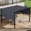 COPERTURA PER GAZEBO PERGOLA 3X3 M IN POLIESTERE CON TASCHE E CINGHIE, 488X122 CM, GRIGIO CARBONE