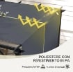 COPERTURA PER GAZEBO PERGOLA 3X3 M IN POLIESTERE CON TASCHE E CINGHIE, 488X122 CM, GRIGIO CARBONE