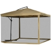 OMBRELLONE DA GIARDINO A BRACCIO INCLINABILE CON APERTURA A MANOVELLA E ZANZARIERA, 3X3 M, BEIGE