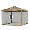 OMBRELLONE DA GIARDINO A BRACCIO INCLINABILE CON APERTURA A MANOVELLA E ZANZARIERA, 3X3 M, BEIGE