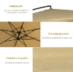 OMBRELLONE DA GIARDINO A BRACCIO INCLINABILE CON APERTURA A MANOVELLA E ZANZARIERA, 3X3 M, BEIGE