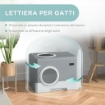 LETTIERA PER GATTI CON COPERCHIO E PALETTA, DOPPIO INGRESSO E VASSOIO ESTRAIBILE, 52X41X38.5 CM, GRIGIO