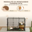 GABBIA MODULARE PER CONIGLI E PORCELLINI D'INDIA MULTILIVELLO CON 3 PORTE E FILI D'ACCIAIO, NERO