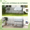 GABBIA PER CONIGLI DA ESTERNO E INTERNO A CASETTA CON TETTUCCIO, 220X85X103CM, ARGENTO