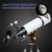 TELESCOPIO ASTRONOMICO 80MM CON MONTATURA AZ, 2 LENTI OCULARI E ADATTATORE SMARTPHONE, 92X92X130 CM, BIANCO E NERO