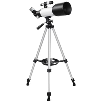 TELESCOPIO ASTRONOMICO 70MM CON 2 LENTI OCULARI E ADATTATORE SMARTPHONE, 80X80X135 CM, BIANCO E NERO
