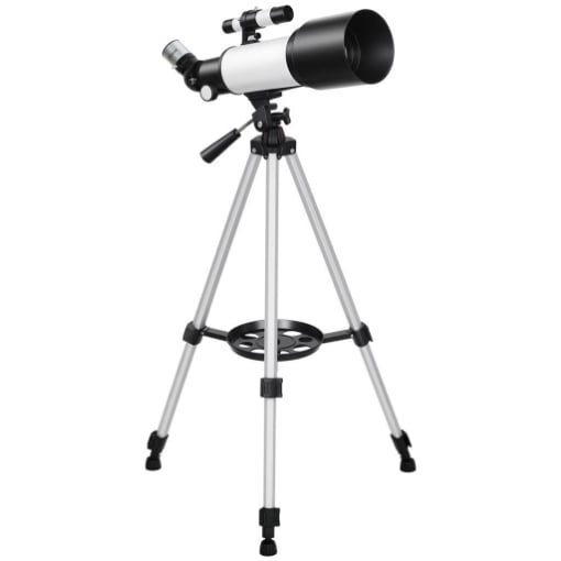 TELESCOPIO ASTRONOMICO 70MM CON 2 LENTI OCULARI E ADATTATORE SMARTPHONE, 80X80X135 CM, BIANCO E NERO
