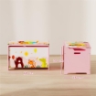 BAULE PORTAGIOCHI PER BAMBINI CON CERNIERE DI SICUREZZA IN LEGNO CON DISEGNI DI ANIMALI, 60X37X39 CM, ROSA