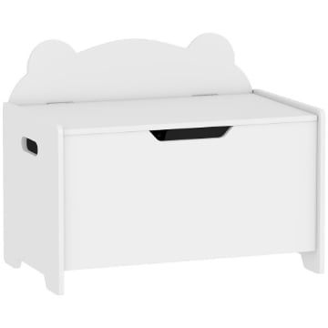 BAULE PORTAGIOCHI IN LEGNO A FORMA DI ORSO E CAPACITÓ 20 KG 60X38X48 CM, BIANCO