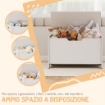 BAULE PORTAGIOCHI IN LEGNO A FORMA DI ORSO E CAPACITÓ 20 KG 60X38X48 CM, BIANCO