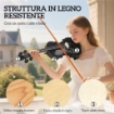 VIOLINO 4/4 IN LEGNO DI ABETE E ACERO CON CUSTODIA, ARCO, SPALLIERA E PECE, NERO