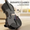 VIOLINO 4/4 IN LEGNO DI ABETE E ACERO CON CUSTODIA, ARCO, SPALLIERA E PECE, NERO