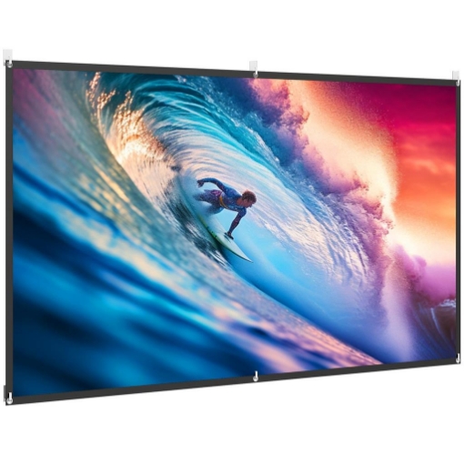 TELO PER PROIETTORE 100" 16:9 HD 4K/8K PIEGHEVOLE E PORTATILE, ANTIPIEGA E LAVABILE, DOPPIA FACCIATA, BIANCO