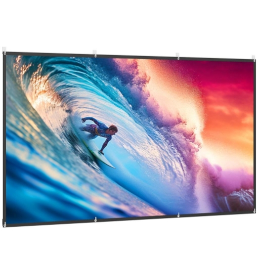 TELO PER PROIETTORE 120" 16:9 HD 4K/8K PIEGHEVOLE E PORTATILE, ANTIPIEGA E LAVABILE, DOPPIA FACCIATA, BIANCO