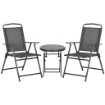 SET DA GIARDINO 3 PEZZI CON 2 SEDIE 53.5X64X93 CM E TAVOLINO DA CAFFÞ Ï45X50 CM, IN METALLO, GRIGIO SCURO