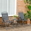 SET DA GIARDINO 3 PEZZI CON 2 SEDIE 53.5X64X93 CM E TAVOLINO DA CAFFÞ Ï45X50 CM, IN METALLO, GRIGIO SCURO