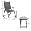 SET DA GIARDINO 3 PEZZI CON 2 SEDIE 53.5X64X93 CM E TAVOLINO DA CAFFÞ Ï45X50 CM, IN METALLO, GRIGIO SCURO
