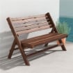 PANCHINA DA GIARDINO 2 POSTI PIEGHEVOLE A DOGHE IN LEGNO DI PINO, 122X63X83 CM, CARBONIZZATO