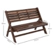 PANCHINA DA GIARDINO 2 POSTI PIEGHEVOLE A DOGHE IN LEGNO DI PINO, 122X63X83 CM, CARBONIZZATO