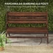 PANCHINA DA GIARDINO 2 POSTI PIEGHEVOLE A DOGHE IN LEGNO DI PINO, 122X63X83 CM, CARBONIZZATO
