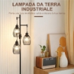 LAMPADA DA TERRA INDUSTRIALE CON 3 PARALUMI E INTENSITÓ REGOLABILE, IN ACCIAIO, 30X30X170.5 CM, NERO