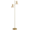 LAMPADA DA TERRA MODERNA CON 2 LUCI E TESTE REGOLABILI, INTERRUTTORE A PEDALE, ORO