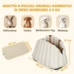 SEGGIOLINO AUTO PER CANI PICCOLI CON GUINZAGLIO E BASE ANTISCIVOLO, CONVERTIBILE IN BORSA PER ANIMALI, CREMA