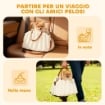SEGGIOLINO AUTO PER CANI PICCOLI CON GUINZAGLIO E BASE ANTISCIVOLO, CONVERTIBILE IN BORSA PER ANIMALI, CREMA