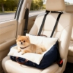 SEGGIOLINO AUTO PER CANI PICCOLI CON GUINZAGLIO DI SICUREZZA, SFODERABILE E LAVABILE, BLU