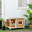 CUCCIA PER CANI DA ESTERNO IN LEGNO DI ABETE CON VERANDA COPERTA E TETTO INCLINABILE, 85.5X62X60 CM, MULTICOLORE