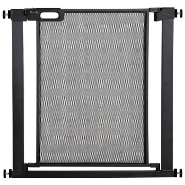 CANCELLINO PER CANI ESTENSIBILE A PRESSIONE CON CHIUSURA AUTOMATICA, ACCIAIO E ABS, 75-82X76 CM, NERO
