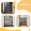 CANCELLINO PER CANI ESTENSIBILE A PRESSIONE CON CHIUSURA AUTOMATICA, ACCIAIO E ABS, 75-82X76 CM, NERO
