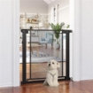 CANCELLINO PER CANI ESTENSIBILE A PRESSIONE CON CHIUSURA AUTOMATICA, ACCIAIO E ABS, 75-82X76 CM, NERO