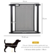 CANCELLINO PER CANI ESTENSIBILE A PRESSIONE CON CHIUSURA AUTOMATICA, ACCIAIO E ABS, 75-82X76 CM, NERO