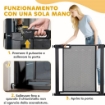 CANCELLINO PER CANI ESTENSIBILE A PRESSIONE CON CHIUSURA AUTOMATICA, ACCIAIO E ABS, 75-82X76 CM, NERO