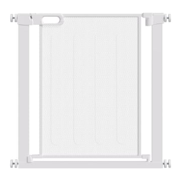 CANCELLINO PER CANI REGOLABILE CON CHIUSURA AUTOMATICA, ACCIAIO E ABS, 75-82X76 CM, BIANCO