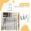 CANCELLINO PER CANI REGOLABILE CON CHIUSURA AUTOMATICA, ACCIAIO E ABS, 75-82X76 CM, BIANCO