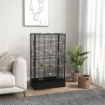 GABBIA PER UCCELLI CON VASSOIO ESTRAIBILE E POSATOI, VOLIERA PER PAPPAGALLI, 61X36.5X98CM, NERO