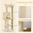 ALBERO TIRAGRAFFI PER GATTI ADULTI CON CUCCIA SPAZIOSA E PIATTAFORMA, 104 CM, BIANCO CREMA