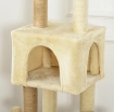 ALBERO TIRAGRAFFI PER GATTI ALTO 136 CM CON CUCCIA RIMOVIBILE, CASETTA E LETTINO, PALI IN IUTA, BEIGE