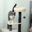 ALBERO TIRAGRAFFI PER GATTI ALTO 92 CM CON CASETTA, LETTINO, PALI IN SISAL E PALLINA, BIANCO CREMA