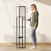 LAMPADA DA TERRA CON RIPIANI, LUCE REGOLABILE, INTERRUTTORE A PEDALE E PORTE USB, NERO