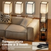 LAMPADA DA TERRA CON RIPIANI, LUCE REGOLABILE, INTERRUTTORE A PEDALE E PORTE USB, NERO