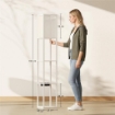 LAMPADA DA TERRA CON RIPIANI, LUCE REGOLABILE, INTERRUTTORE A PEDALE E PORTE USB, BIANCO