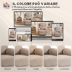POLTRONA RECLINABILE MANUALE IN TESSUTO CUSCINO SPESSO, BRACCIOLI IMBOTTITI E POGGIAPIEDI, BEIGE