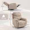 POLTRONA RECLINABILE MANUALE IN TESSUTO CUSCINO SPESSO, BRACCIOLI IMBOTTITI E POGGIAPIEDI, BEIGE