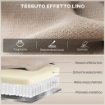POLTRONA RECLINABILE MANUALE IN TESSUTO CUSCINO SPESSO, BRACCIOLI IMBOTTITI E POGGIAPIEDI, BEIGE