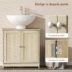 MOBILE SOTTOLAVABO A 2 ANTE CON RIPIANO REGOLABILE E INTAGLIO A U, 60X30X60 CM, ROVERE