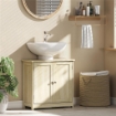 MOBILE SOTTOLAVABO A 2 ANTE CON RIPIANO REGOLABILE E INTAGLIO A U, 60X30X60 CM, ROVERE